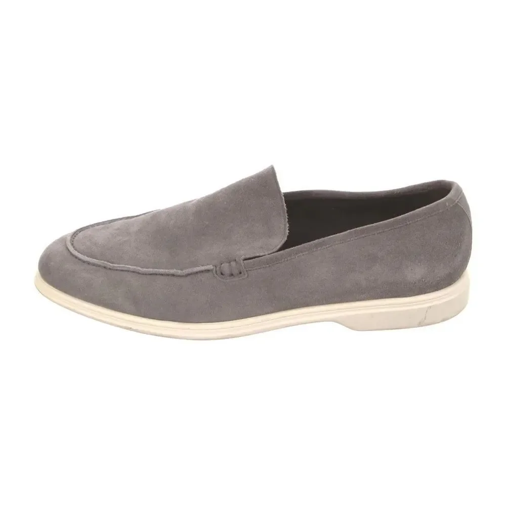 Light Gray Suede Slip-On Loafers